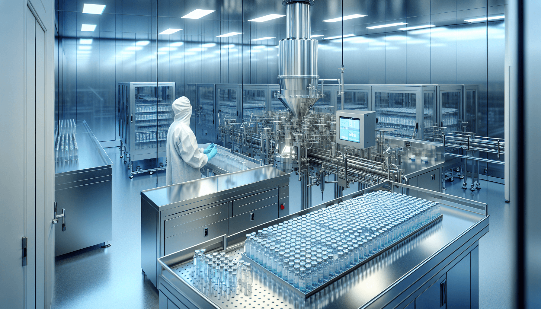 Farmaceutiskt renrum grad A/B med laminärt luftflöde och steril fyllning - EU GMP Annex 1