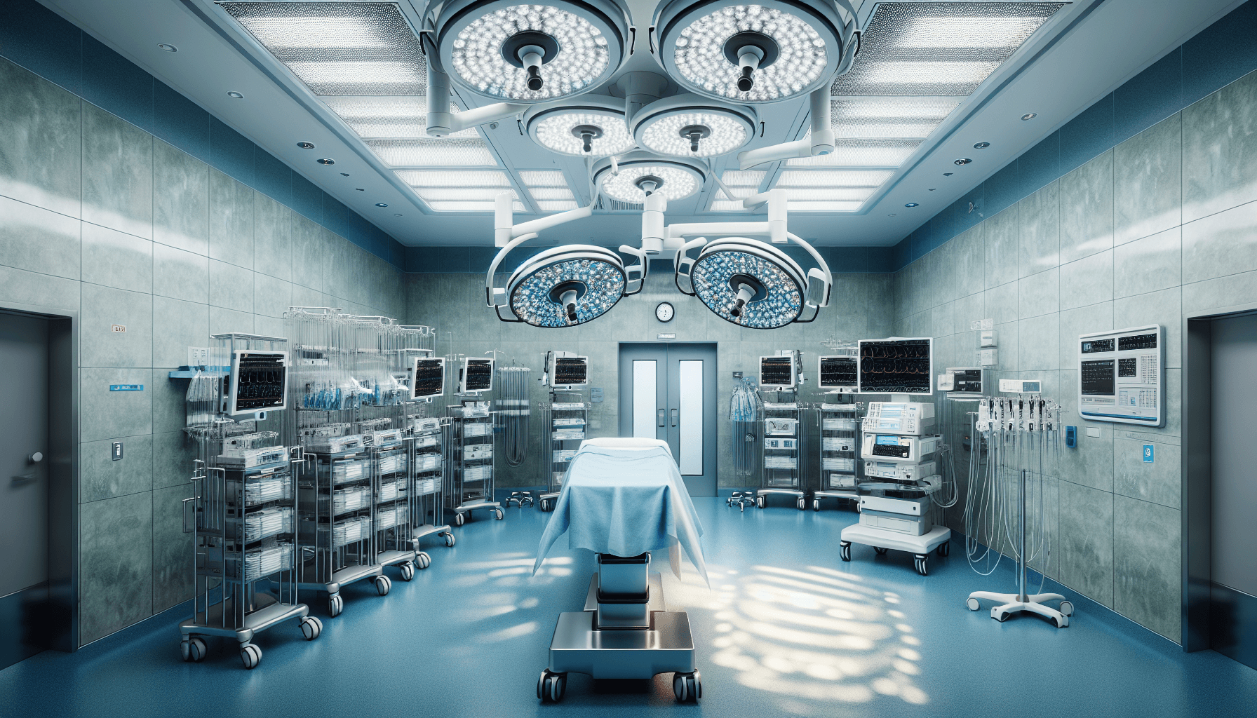 Modern operationssal med steril luftförsörjning och HEPA-filtrering för sjukhushygien